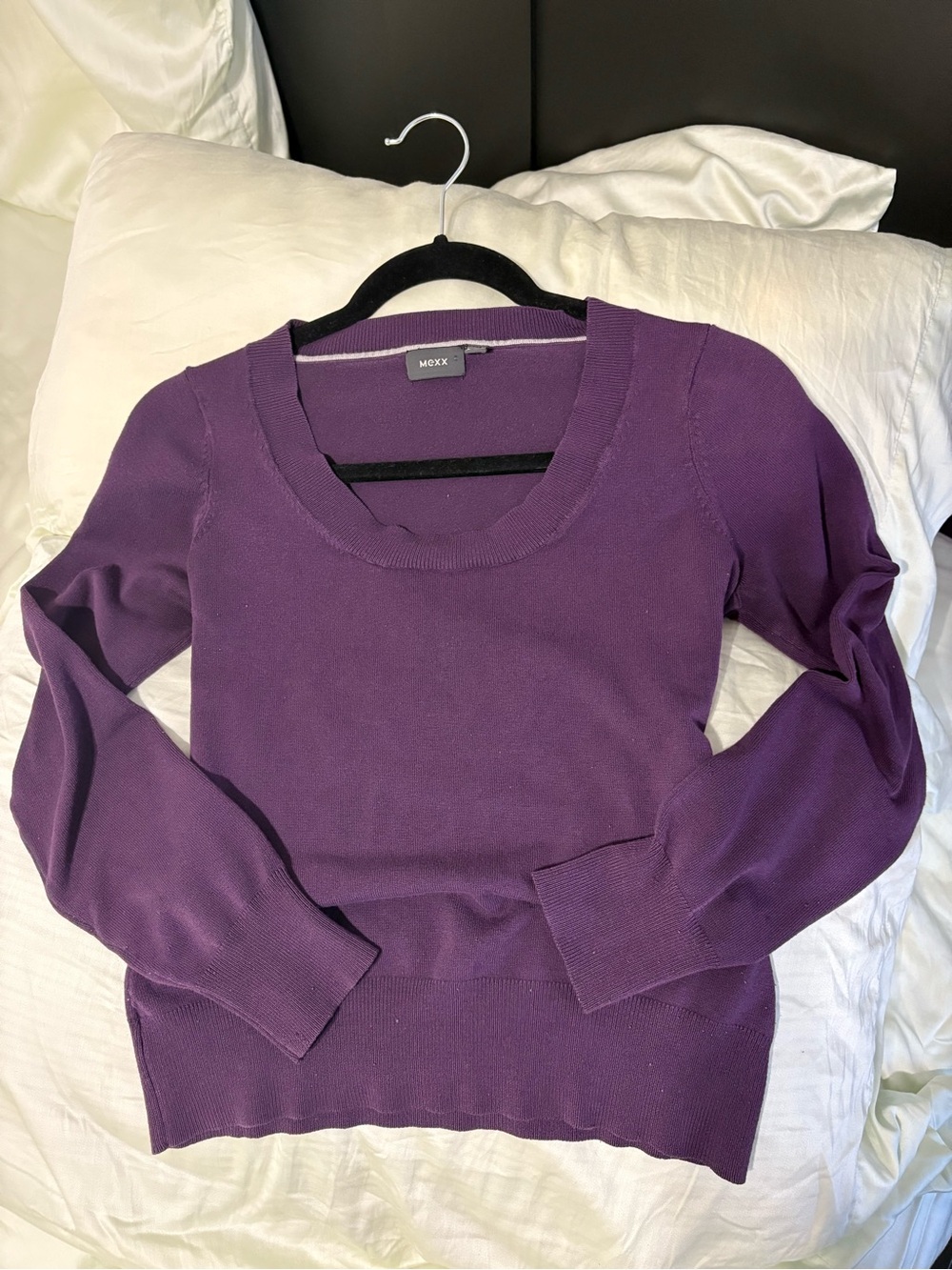 Purple Scoop Neck Cuffed Mexx Knit Long Sleeve